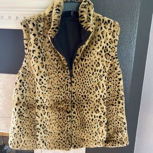 Faux fur/Nylon Reversible Vest. Zip. Pockets. NWOT